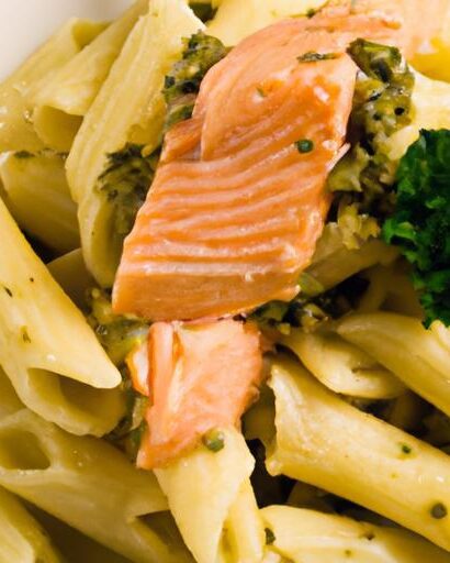 Savory Symphony: Pasta with Pesto and Salmon Delight