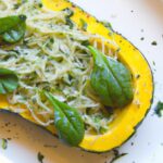 Wholesome Spaghetti Squash with Spinach Walnut Pesto Magic