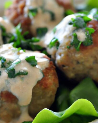 Savory Greek Turkey Meatballs Paired with Creamy Tzatziki