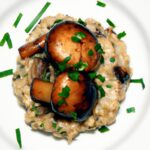 Savor Pan-Seared Scallops Paired with Creamy Mushroom Risotto
