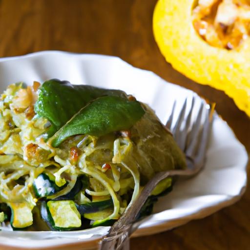 Wholesome Spaghetti Squash with Spinach Walnut Pesto Magic