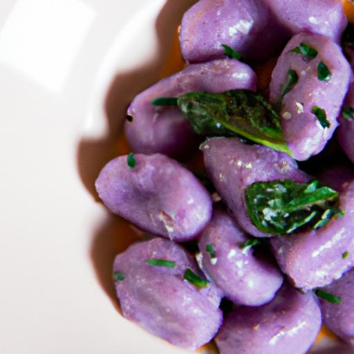 Vibrant Purple sweet Potato Gnocchi with savory Sage Butter