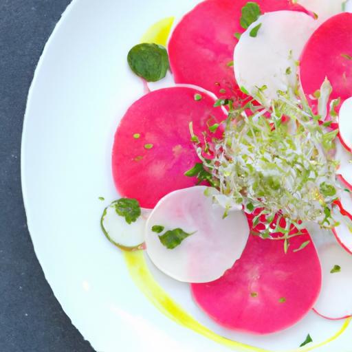 Refreshing Watermelon Radish Carpaccio with Feta & Mint Flair