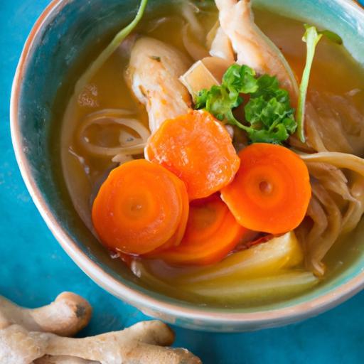 Hearty Ginger Chicken Noodle Soup with Carrots & Celery