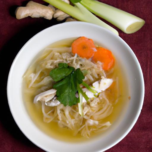 Hearty Ginger Chicken Noodle Soup with Carrots & Celery