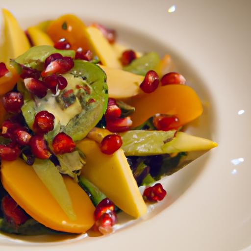 Persimmon & Pomegranate Salad: ​A Nutty Burst of Freshness