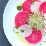 Refreshing Watermelon Radish Carpaccio with Feta & Mint Flair