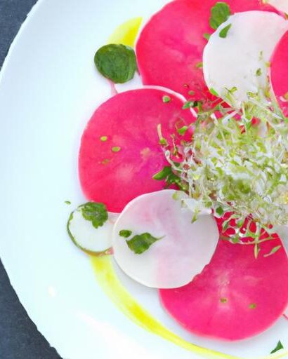 Refreshing Watermelon Radish Carpaccio with Feta & Mint Flair