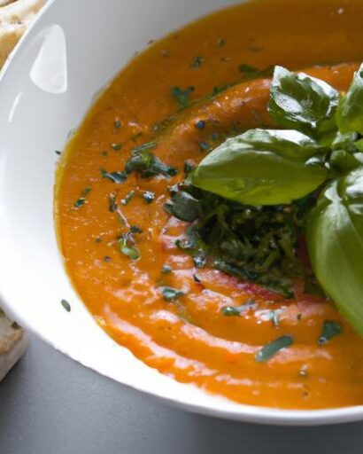 Tomato Basil Soup Boosted with Nutty Flaxseed Oil Power