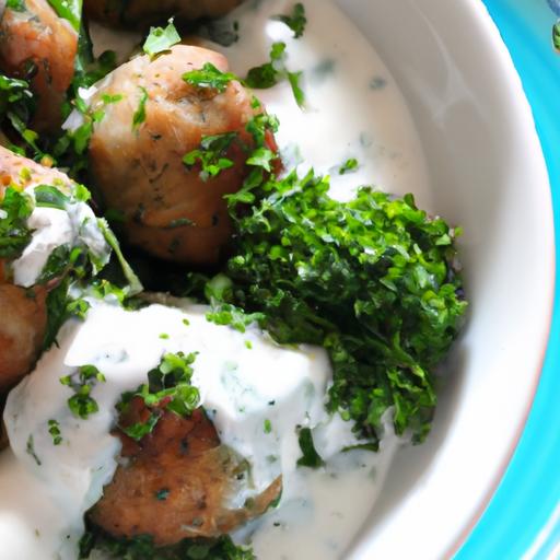 Savory Greek Turkey Meatballs with Creamy ​Tzatziki Dip